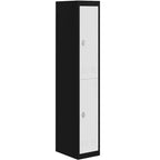 Vestiaire métallique à 2 portes GustoWave, Armoire de rangement mince pour employés de 180 cm de haut avec tringle de suspension, étagère et trous d'aération, Acier robuste