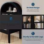 COZONY 70 Mobile dispensa da cucina ad arco con luci LED e ante in vetro, libreria con ripiani regolabili