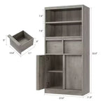 Mobiletto da bagno alto, Armadietto da terra con ante e 2 cassetti, Organizzatore da bagno alto 130 cm autoportante per bagno, soggiorno