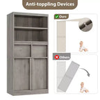 Mobiletto da bagno alto, Armadietto da terra con ante e 2 cassetti, Organizzatore da bagno alto 130 cm autoportante per bagno, soggiorno