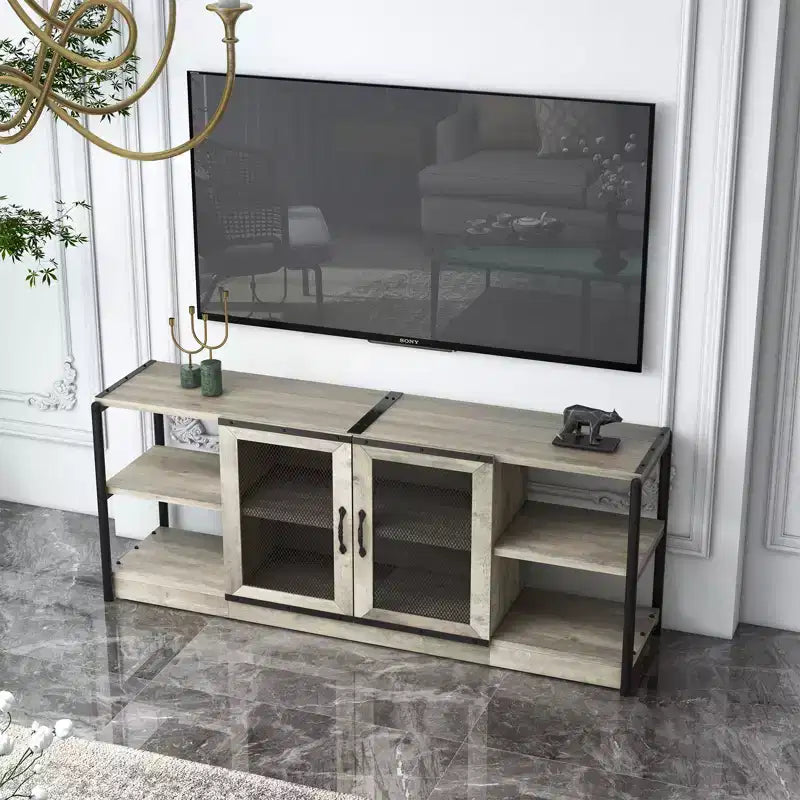 COZONY Mobile TV per Fattoria con Armadietti di Contenimento Mobile da Intrattenimento e Console Multimediale Rustica in Legno per Soggiorno