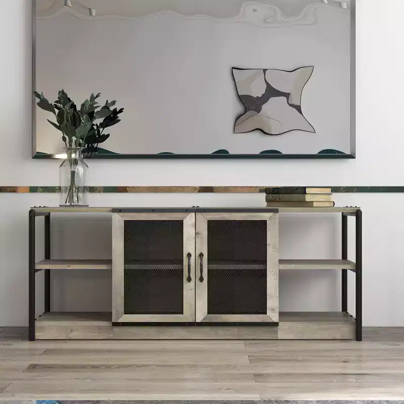 COZONY Mobile TV per Fattoria con Armadietti di Contenimento Mobile da Intrattenimento e Console Multimediale Rustica in Legno per Soggiorno