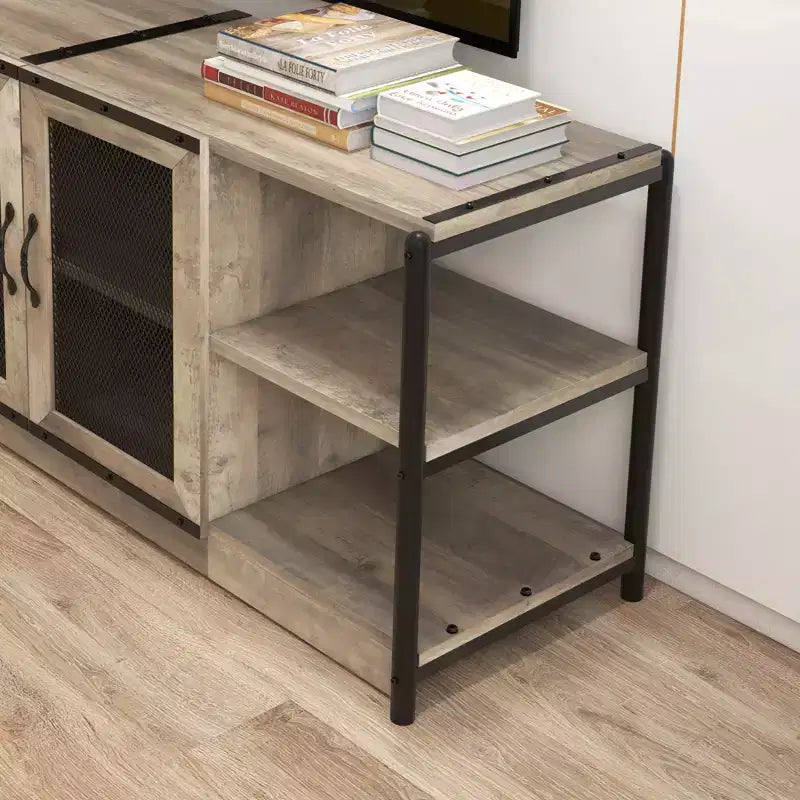 COZONY Mobile TV per Fattoria con Armadietti di Contenimento Mobile da Intrattenimento e Console Multimediale Rustica in Legno per Soggiorno