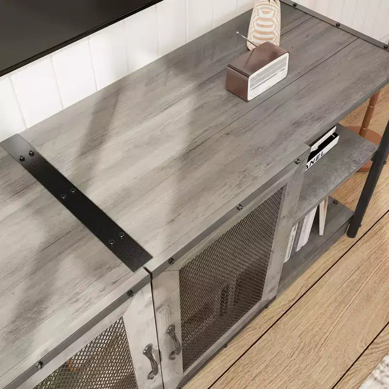 COZONY Mobile TV per Fattoria con Armadietti di Contenimento Mobile da Intrattenimento e Console Multimediale Rustica in Legno per Soggiorno