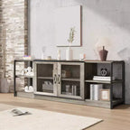 COZONY Mobile TV per Fattoria con Armadietti di Contenimento Mobile da Intrattenimento e Console Multimediale Rustica in Legno per Soggiorno