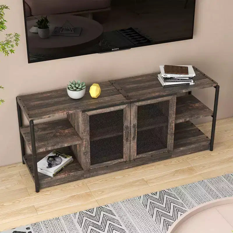 COZONY Mobile TV per Fattoria con Armadietti di Contenimento Mobile da Intrattenimento e Console Multimediale Rustica in Legno per Soggiorno