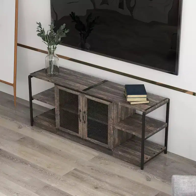 COZONY Mobile TV per Fattoria con Armadietti di Contenimento Mobile da Intrattenimento e Console Multimediale Rustica in Legno per Soggiorno
