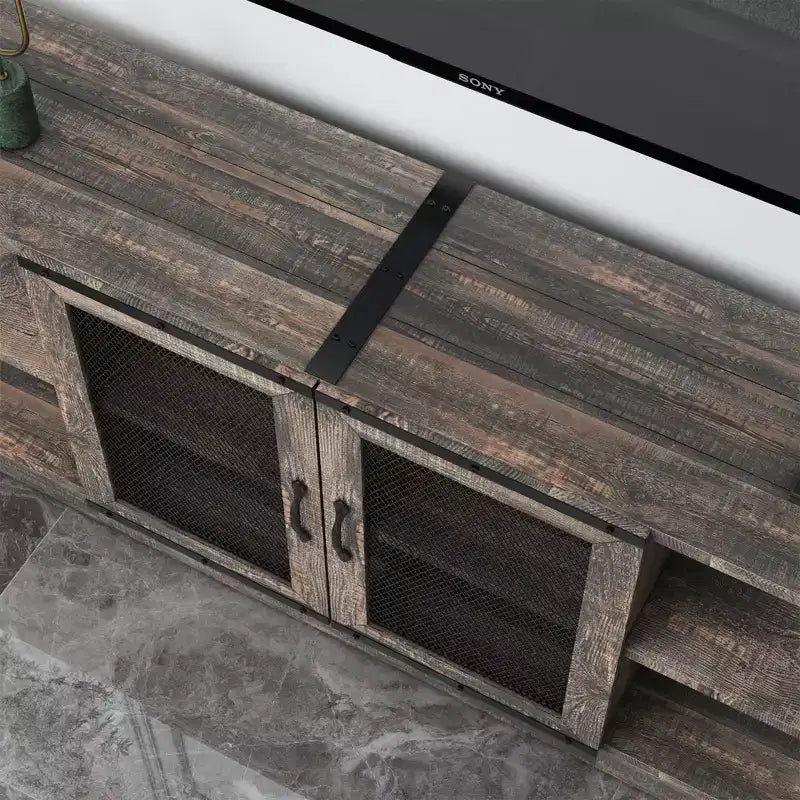 COZONY Mobile TV per Fattoria con Armadietti di Contenimento Mobile da Intrattenimento e Console Multimediale Rustica in Legno per Soggiorno