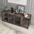 COZONY Farmhouse TV Stand with Storage Cabinets  Rustic Wood Entertainment Center & Media Console for Living Room