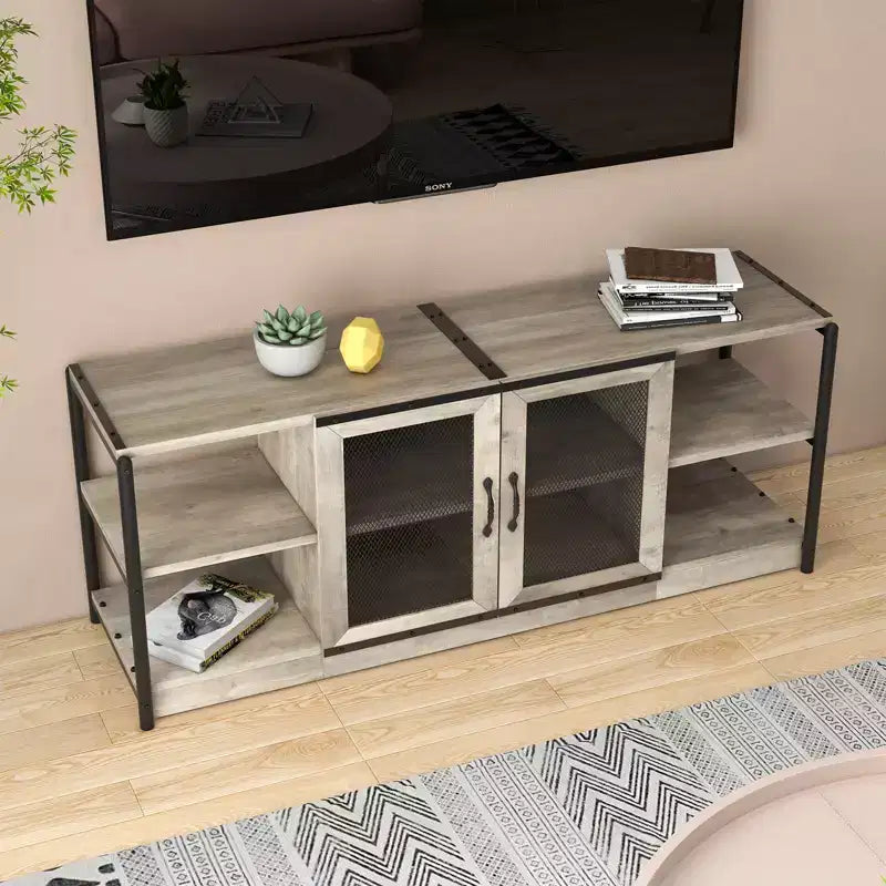 COZONY Mobile TV per Fattoria con Armadietti di Contenimento Mobile da Intrattenimento e Console Multimediale Rustica in Legno per Soggiorno
