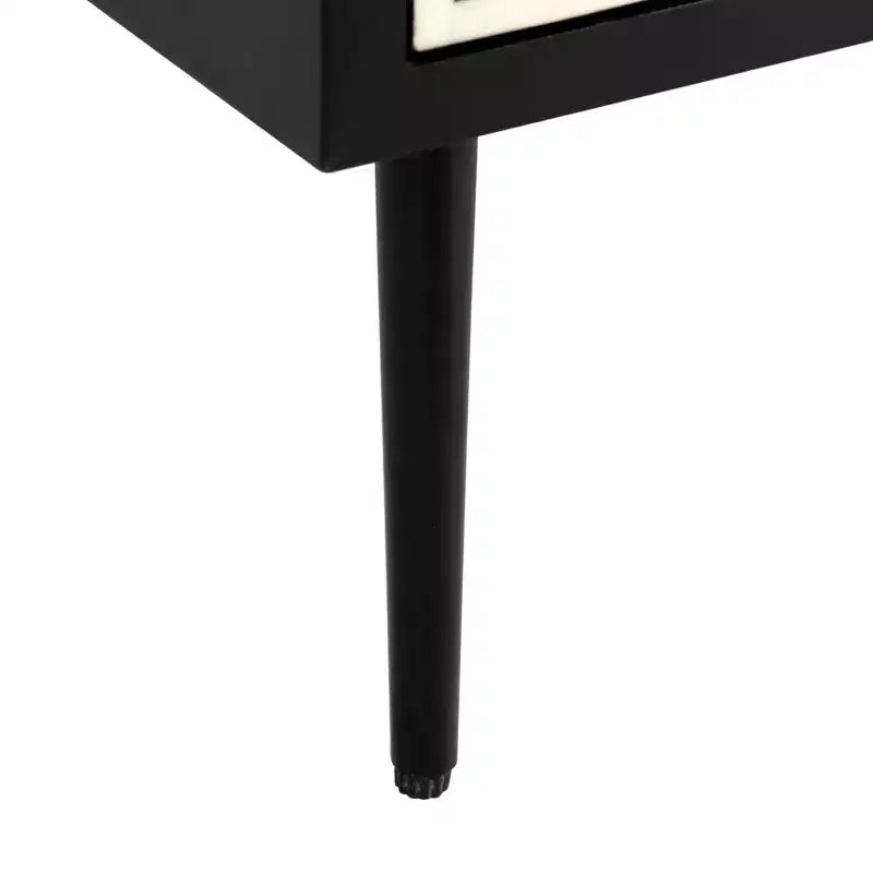 Tavolino Comodino Tessie a 2 cassetti con Intarsio in Osso - SFV6609 - Osso/Nero - Safavieh Couture