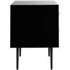 Tavolino Comodino Tessie a 2 cassetti con Intarsio in Osso - SFV6609 - Osso/Nero - Safavieh Couture