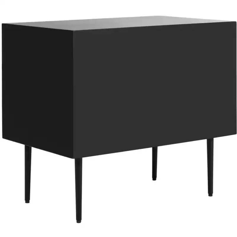 Tavolino Comodino Tessie a 2 cassetti con Intarsio in Osso - SFV6609 - Osso/Nero - Safavieh Couture