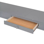 Letto a soppalco full-size con scrivania, letto a soppalco in legno con cassetti e mensole portaoggetti, letto a soppalco alto full-size con specchiera per bambini, ragazzi e adulti