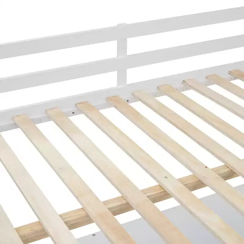 Letto a soppalco full-size con scrivania, letto a soppalco in legno con cassetti e mensole portaoggetti, letto a soppalco alto full-size con specchiera per bambini, ragazzi e adulti