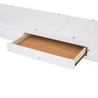 Letto a soppalco full-size con scrivania, letto a soppalco in legno con cassetti e mensole portaoggetti, letto a soppalco alto full-size con specchiera per bambini, ragazzi e adulti