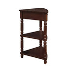 Hostack Tavolino angolare triangolare piccolo da 33,8'' con 3 ripiani, gambe in legno massello per piccoli spazi e soggiorno, Espresso Chiaro
