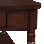 Hostack Tavolino angolare triangolare piccolo da 33,8'' con 3 ripiani, gambe in legno massello per piccoli spazi e soggiorno, Espresso Chiaro
