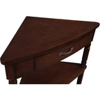 Hostack Tavolino angolare triangolare piccolo da 33,8'' con 3 ripiani, gambe in legno massello per piccoli spazi e soggiorno, Espresso Chiaro