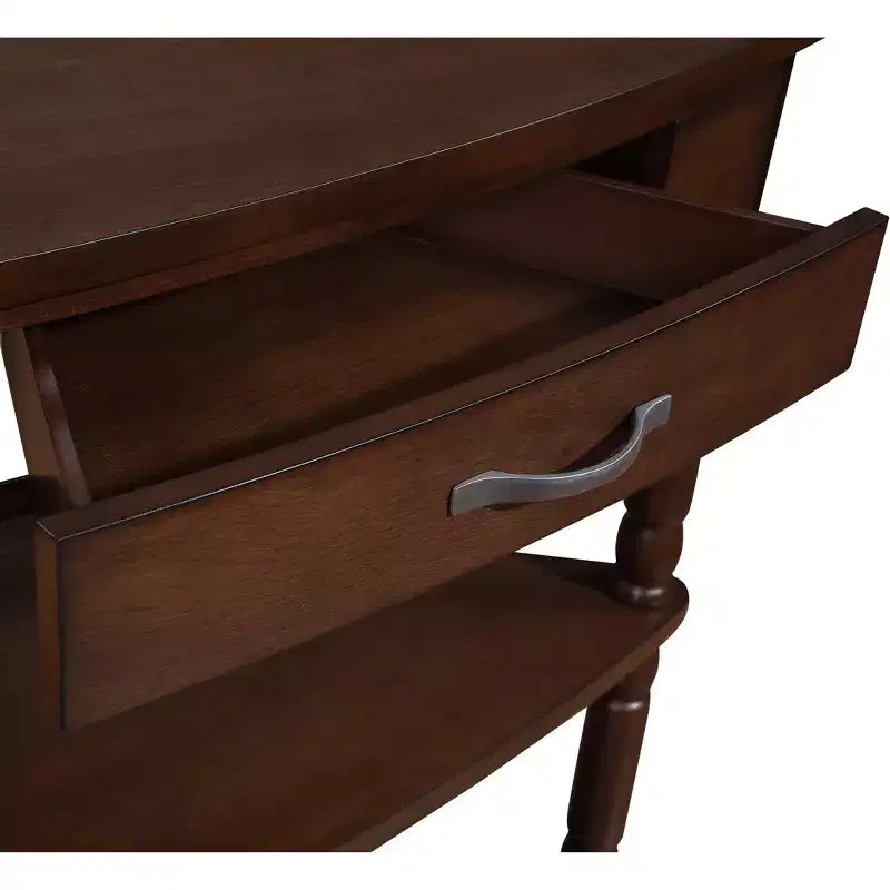 Hostack Tavolino angolare triangolare piccolo da 33,8'' con 3 ripiani, gambe in legno massello per piccoli spazi e soggiorno, Espresso Chiaro