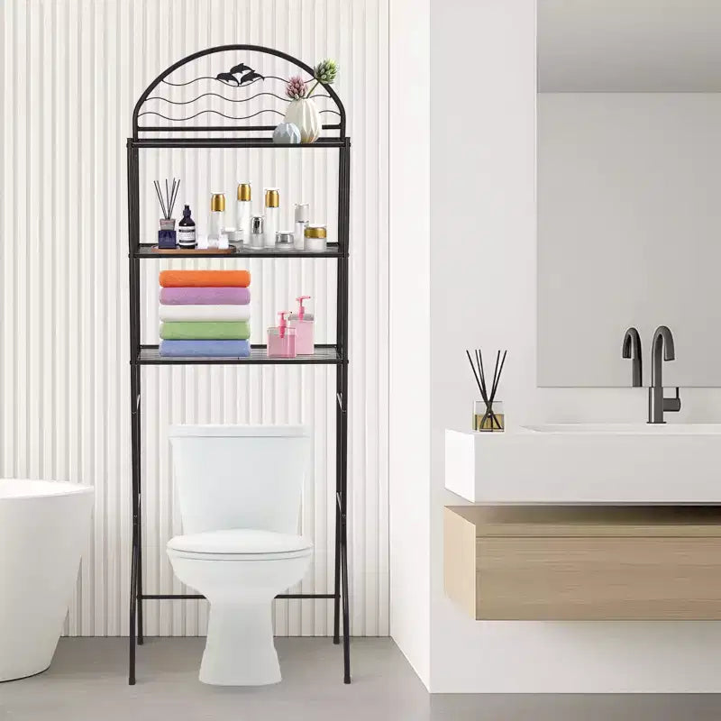 Mensola da bagno, scaffale da bagno sopra il WC a 3 ripiani - Scaffale organizer in metallo resistente per appartamenti di piccole dimensioni, salvaspazio sopra il WC