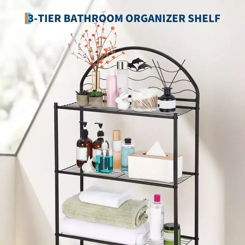 Mensola da bagno, scaffale da bagno sopra il WC a 3 ripiani - Scaffale organizer in metallo resistente per appartamenti di piccole dimensioni, salvaspazio sopra il WC