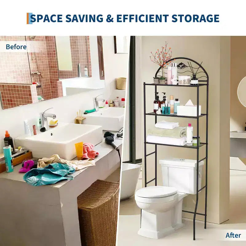 Mensola da bagno, scaffale da bagno sopra il WC a 3 ripiani - Scaffale organizer in metallo resistente per appartamenti di piccole dimensioni, salvaspazio sopra il WC