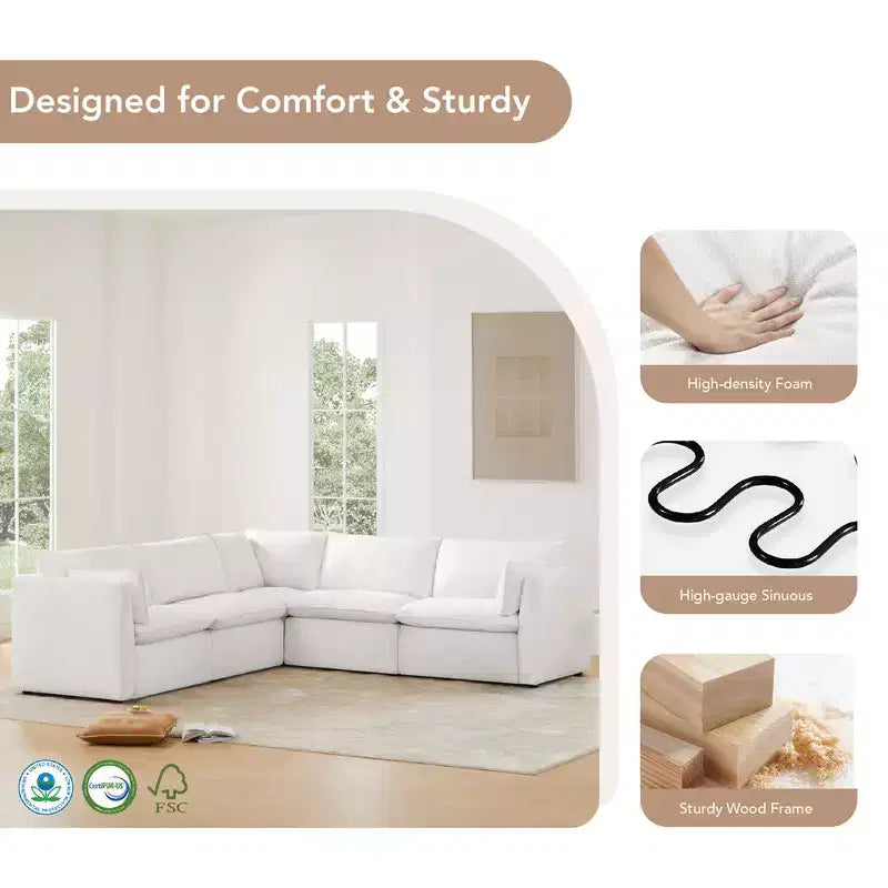 Divano componibile modulare a 3 pezzi Spruce & Spring Cream per soggiorno