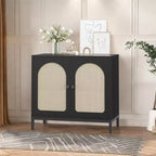 COZONY Credenza a buffet in rattan con ripiano regolabile, mobiletto da cucina per soggiorno, corridoio, ingresso