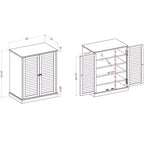 Scarpiera Okak, Scarpiera con 2 Ante a Persiana e Ripiani Regolabili, Mobile Porta Scarpe per Ingresso, Corridoio