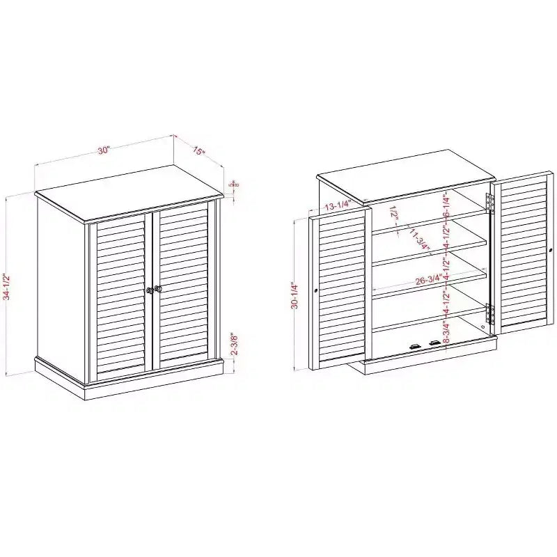 Scarpiera Okak, Scarpiera con 2 Ante a Persiana e Ripiani Regolabili, Mobile Porta Scarpe per Ingresso, Corridoio