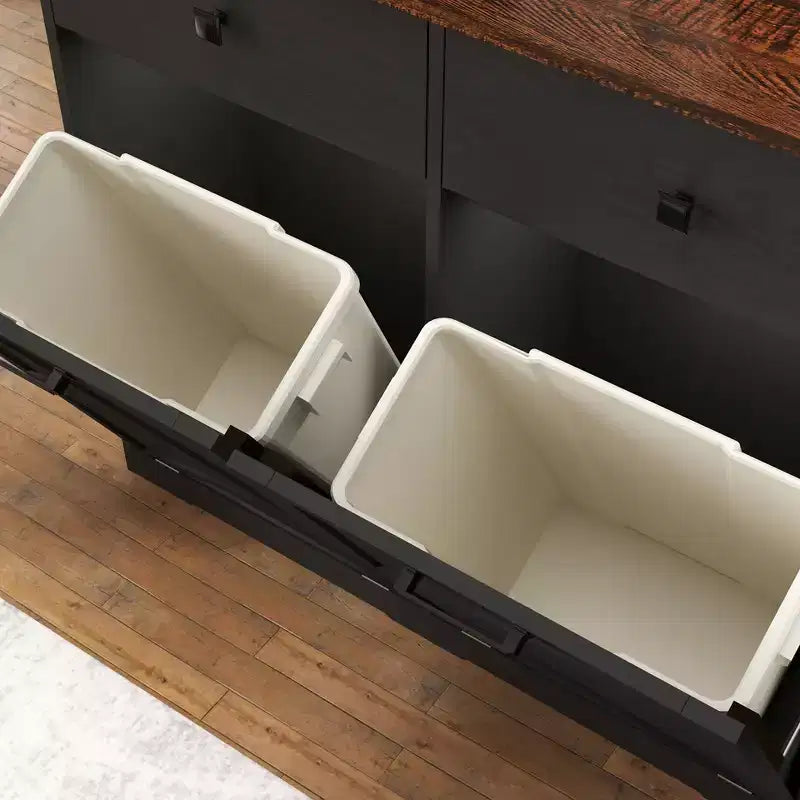 Mobile contenitore doppio da fattoria Okak con 4 cassetti, mobile indipendente, mobile lavanderia in stile porta fienile per cucina