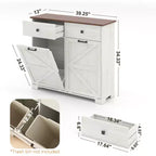 Mobile contenitore doppio da fattoria Okak con 4 cassetti, mobile indipendente, mobile lavanderia in stile porta fienile per cucina