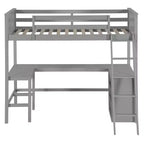 Letto a soppalco alto singolo con scrivania, Struttura letto a soppalco in legno con ripiani portaoggetti