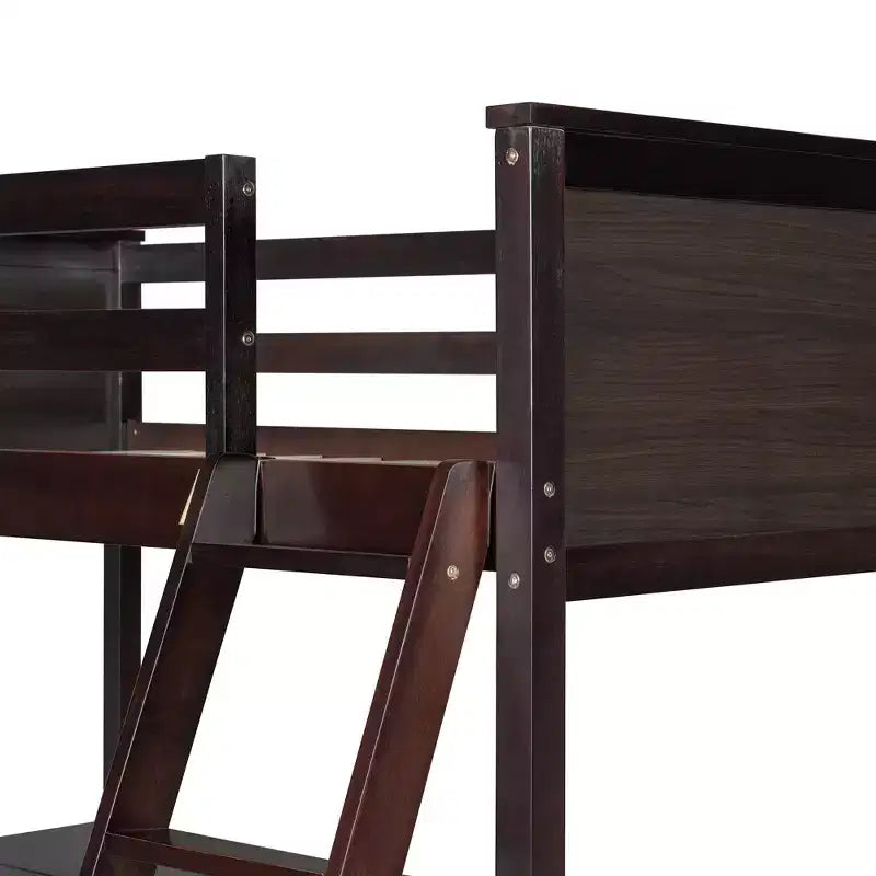 Letto a soppalco alto singolo con scrivania, Struttura letto a soppalco in legno con ripiani portaoggetti