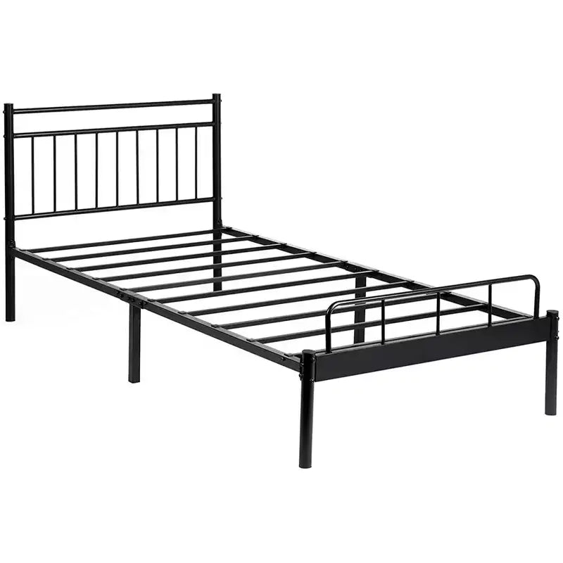 Garden Elements Luna Steel Modern Twin Bed Frame, Black Frame for Twin Size Mattress