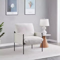 White Accent Chair w/ Wood Arms & Removable Cushion