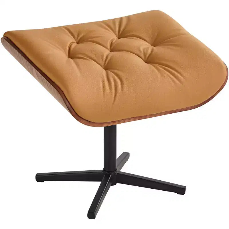 Poltrona reclinabile moderna BenchMaster Malibu in similpelle color cognac con pouf poggiapiedi, reclinazione manuale confortevole per camera da letto