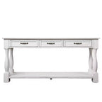 Tavolo Consolle lungo 160 cm in Legno Hostack con 3 Cassetti e 1 Ripiano Inferiore per Ingresso e Corridoio, Bianco Antico