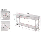 Tavolo Consolle lungo 160 cm in Legno Hostack con 3 Cassetti e 1 Ripiano Inferiore per Ingresso e Corridoio, Bianco Antico
