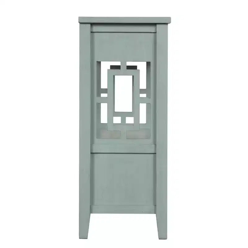 Hostack Table console en bois de style ferme de 36 po avec 4 tiroirs et 1 étagère de rangement pour entrée et salon, bleu rétro