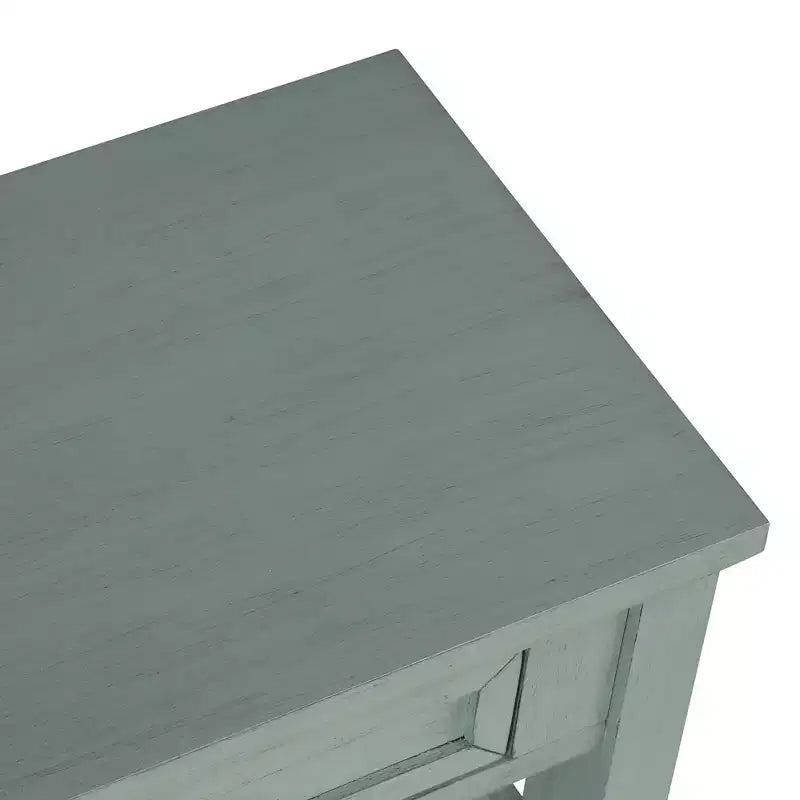 Hostack Table console en bois de style ferme de 36 po avec 4 tiroirs et 1 étagère de rangement pour entrée et salon, bleu rétro