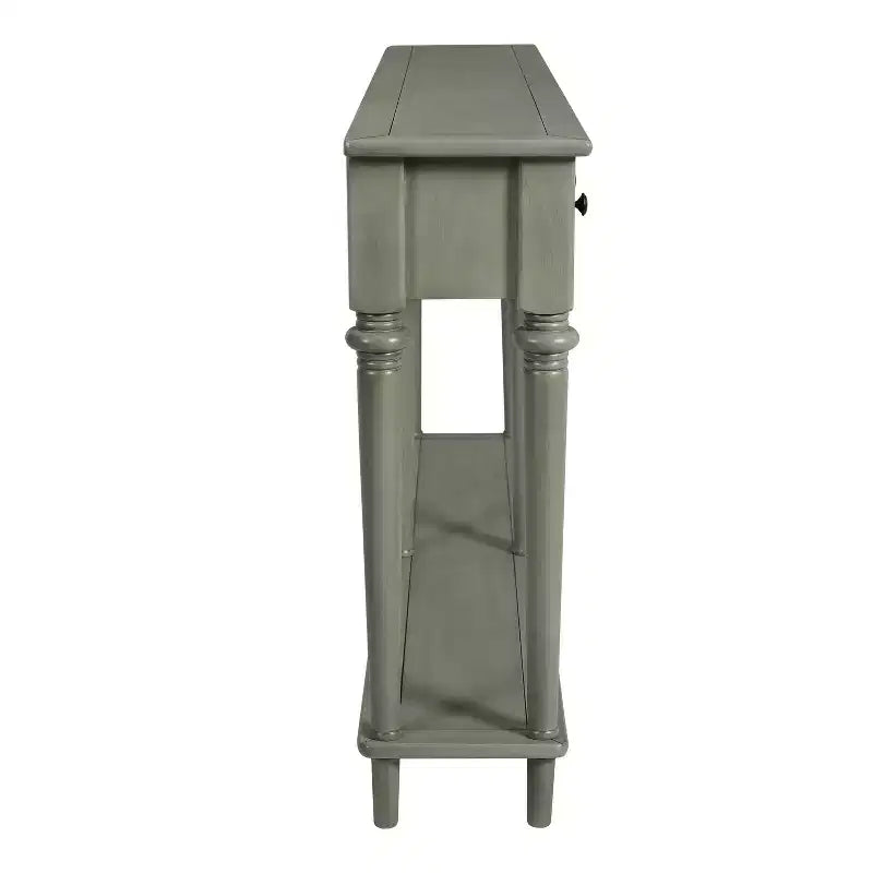 Consolle Luxystar retrò con 4 cassetti, ripiano aperto per ingresso e soggiorno, grigio slavato