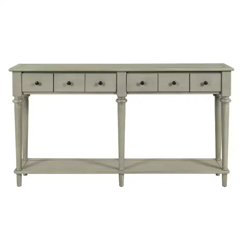 Consolle Luxystar retrò con 4 cassetti, ripiano aperto per ingresso e soggiorno, grigio slavato