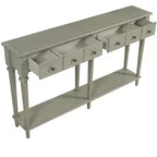 Consolle Luxystar retrò con 4 cassetti, ripiano aperto per ingresso e soggiorno, grigio slavato