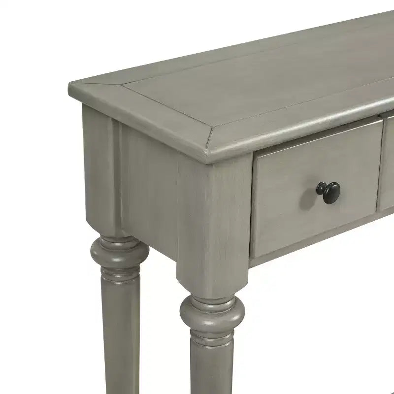 Consolle Luxystar retrò con 4 cassetti, ripiano aperto per ingresso e soggiorno, grigio slavato