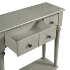 Consolle Luxystar retrò con 4 cassetti, ripiano aperto per ingresso e soggiorno, grigio slavato