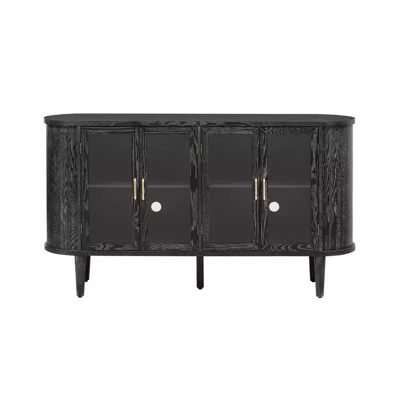 Luxystar Madia per fattoria con contenitore, mobiletto buffet in legno con ante in vetro e ripiani regolabili per sala da pranzo e soggiorno, nero
