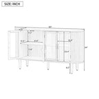 Luxystar Madia per fattoria con contenitore, mobiletto buffet in legno con ante in vetro e ripiani regolabili per sala da pranzo e soggiorno, nero