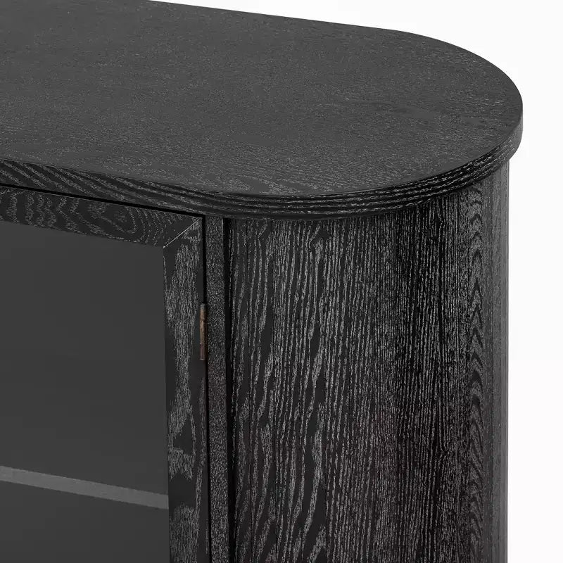 Luxystar Madia per fattoria con contenitore, mobiletto buffet in legno con ante in vetro e ripiani regolabili per sala da pranzo e soggiorno, nero